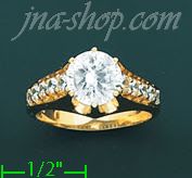 14K Gold High Polished Ladies' CZ Ring - Click Image to Close