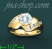 14K Gold High Polished Ladies' CZ Ring - Click Image to Close