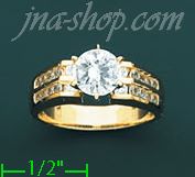 14K Gold High Polished Ladies' CZ Ring - Click Image to Close