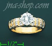 14K Gold High Polished Ladies' CZ Ring - Click Image to Close