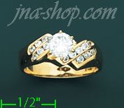 14K Gold High Polished Ladies' CZ Ring - Click Image to Close