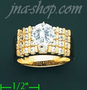 14K Gold High Polished Ladies' CZ Ring - Click Image to Close