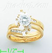 14K Gold High Polished Ladies' CZ Ring - Click Image to Close