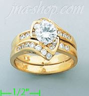 14K Gold High Polished Ladies' CZ Ring - Click Image to Close