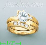 14K Gold High Polished Ladies' CZ Ring - Click Image to Close