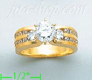 14K Gold High Polished Ladies' CZ Ring - Click Image to Close