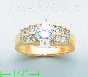 14K Gold High Polished Ladies' CZ Ring - Click Image to Close