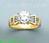 14K Gold High Polished Ladies' CZ Ring - Click Image to Close