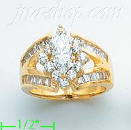 14K Gold High Polished Ladies' CZ Ring - Click Image to Close