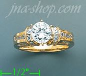 14K Gold High Polished Ladies' CZ Ring - Click Image to Close