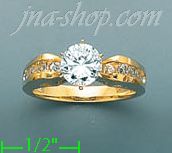 14K Gold High Polished Ladies' CZ Ring - Click Image to Close