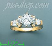 14K Gold High Polished Ladies' CZ Ring - Click Image to Close