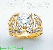 14K Gold High Polished Ladies' CZ Ring - Click Image to Close