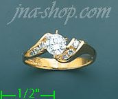 14K Gold High Polished Ladies' CZ Ring - Click Image to Close