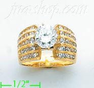 14K Gold High Polished Ladies' CZ Ring - Click Image to Close