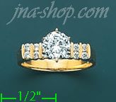 14K Gold High Polished Ladies' CZ Ring - Click Image to Close