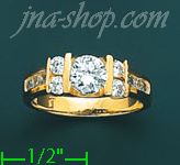 14K Gold High Polished Ladies' CZ Ring - Click Image to Close