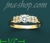 14K Gold High Polished Ladies' CZ Ring - Click Image to Close