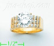 14K Gold High Polished Ladies' CZ Ring - Click Image to Close