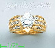 14K Gold High Polished Ladies' CZ Ring - Click Image to Close