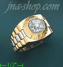 14K Gold Men's CZ Ring - Click Image to Close