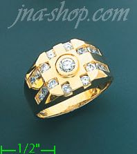 14K Gold Men's CZ Ring - Click Image to Close