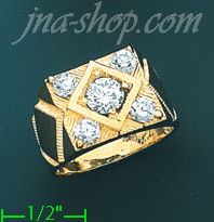 14K Gold Men's CZ Ring - Click Image to Close