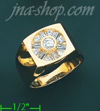 14K Gold Men's CZ Ring - Click Image to Close