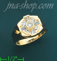 14K Gold Men's CZ Ring - Click Image to Close