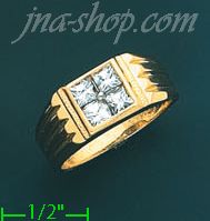 14K Gold Men's CZ Ring - Click Image to Close