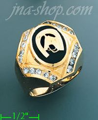 14K Gold Men's Onyx CZ Ring - Click Image to Close