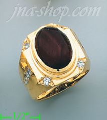 14K Gold Men's Tigereye CZ Ring - Click Image to Close