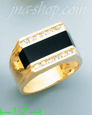 14K Gold Men's Onyx CZ Ring - Click Image to Close