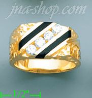 14K Gold Men's Onyx CZ Ring - Click Image to Close