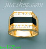 14K Gold Men's Onyx CZ Ring - Click Image to Close