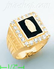 14K Gold Men's Onyx CZ Ring - Click Image to Close