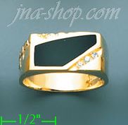 14K Gold Men's Onyx CZ Ring - Click Image to Close