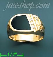 14K Gold Men's Onyx CZ Ring - Click Image to Close