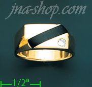 14K Gold Men's Onyx CZ Ring - Click Image to Close