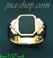 14K Gold Men's Onyx CZ Ring - Click Image to Close