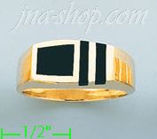 14K Gold High Polished Onyx Ring - Click Image to Close