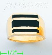 14K Gold High Polished Onyx Ring - Click Image to Close