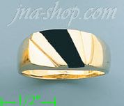 14K Gold High Polished Onyx Ring - Click Image to Close