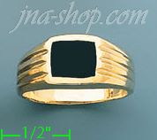 14K Gold High Polished Onyx Ring - Click Image to Close