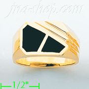 14K Gold High Polished Onyx Ring - Click Image to Close