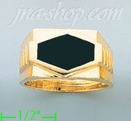 14K Gold High Polished Onyx Ring - Click Image to Close