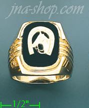 14K Gold Men's Onyx Ring - Click Image to Close