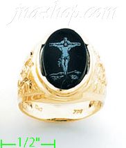 14K Gold Men's Picture Ring - Click Image to Close