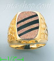 14K Gold Men's Color Stone Ring - Click Image to Close