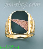 14K Gold Men's Color Stone Ring - Click Image to Close